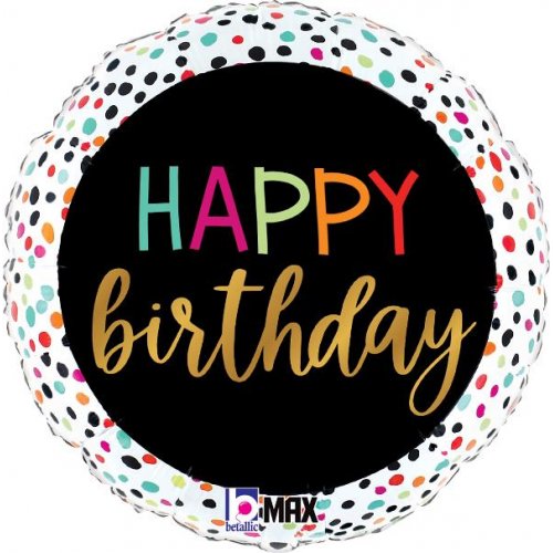 Foil Balloon Birthday Colourful Dots 18"