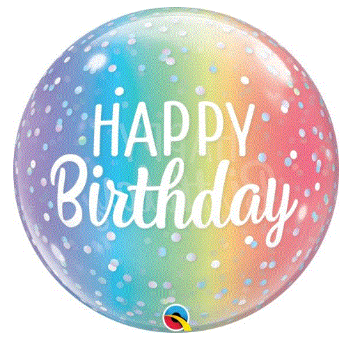 Happy Birthday Ombre & Dots Bubble Balloon 22"/56cm