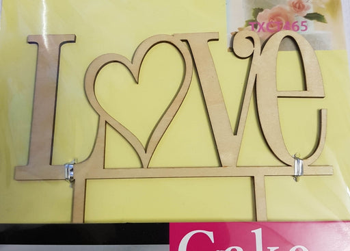 Love Wood Look Acrylic Cake Topper