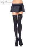 Opaque Thigh High Stockings Black with Black Bow