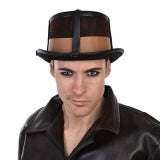 Steampunk Top Hat leather look brown