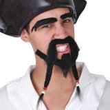 Mo, Beard, Goatee & Eyebrows Black Pirate Set