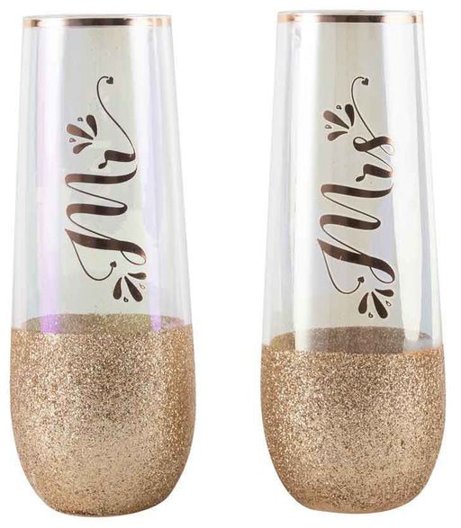 Mr & Mrs Stemless Champagne Glass