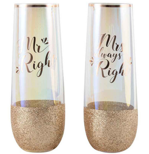Mr Right & Mrs Always Right Stemless Champagne Glass