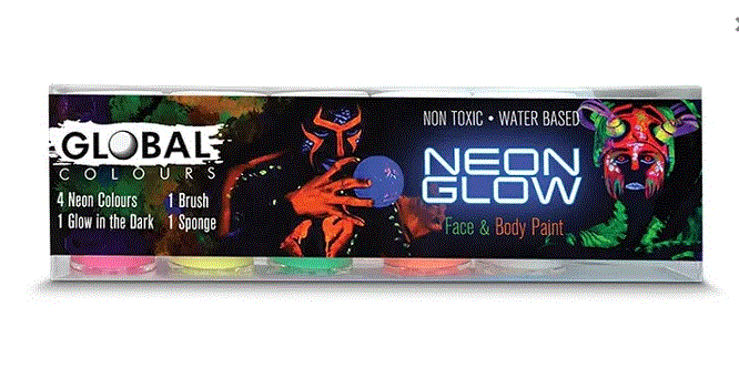Body Art Face & Body Paint Neon Glow Set
