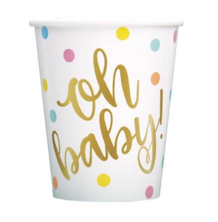 Oh Baby Paper Cups 8 Pack