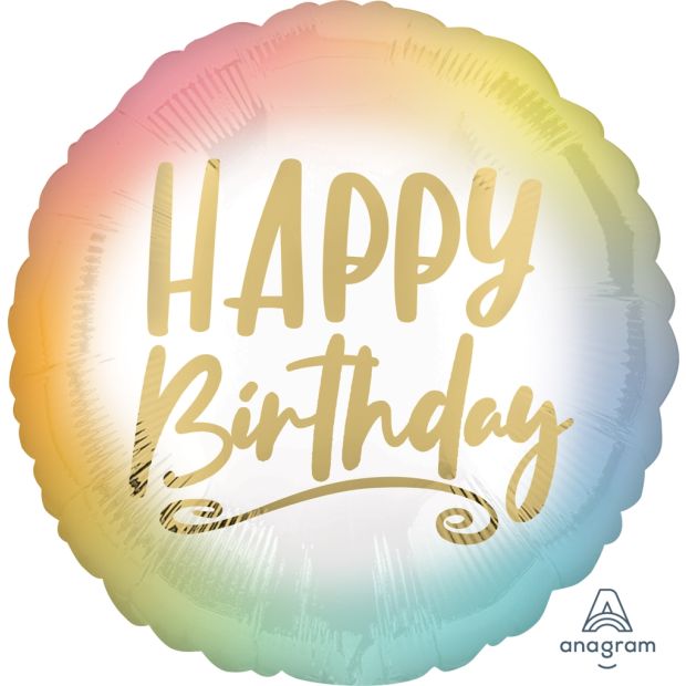 Ombre & Gold Happy Birthday 18" Foil