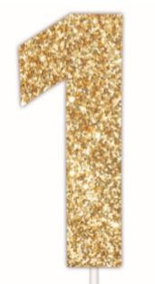 Cake Topper Glitter Gold Number 1