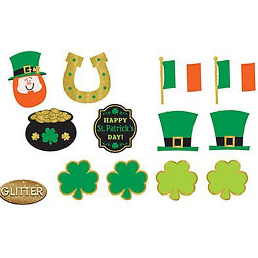 Happy St Patrick's Day Assorted Glittered Cutouts