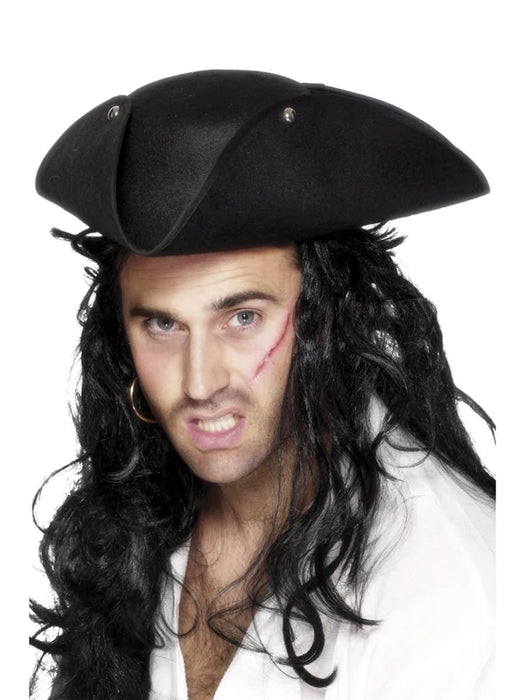 Black Tricorn Pirate Hat