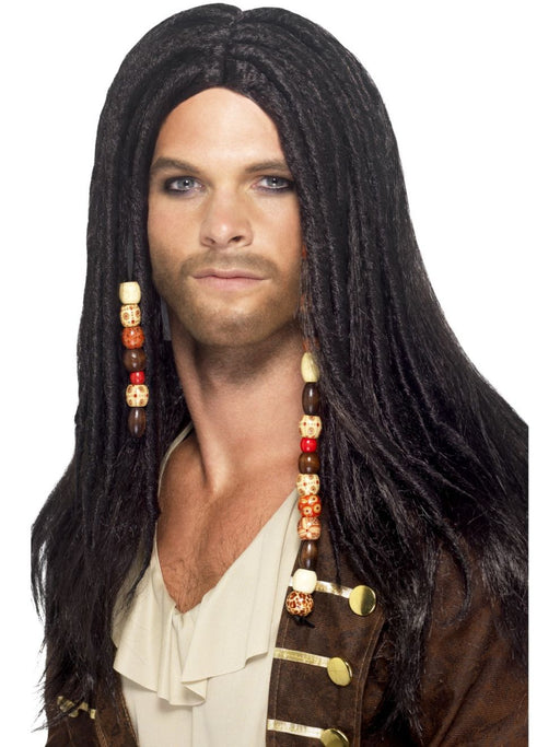 Mens Black Pirate Wig