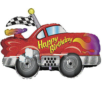 Happy Birthday 34" Racing Car Super Shape Foil Balloon