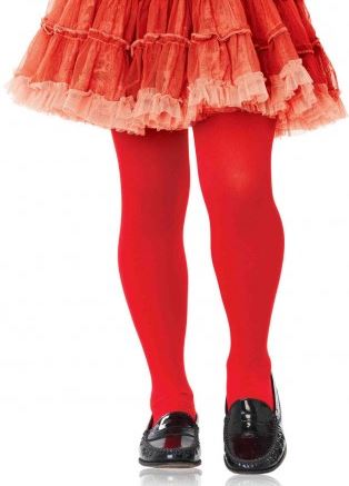Girls Large Opaque Red Tights