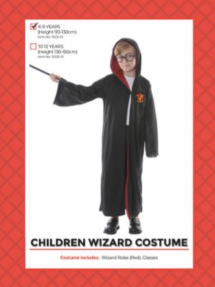Childrens Wizard Costume 6-9 Years