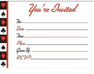Card Night Pop Up Invitations Pack of 8