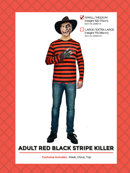 Adult Red/Black Stripe Killer Costume