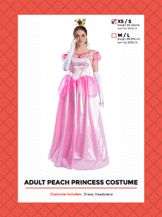 Adult Peach Princess Costume Red Fox Party Supplies Adult Peach Princess Costume Red Fox Party Supplies