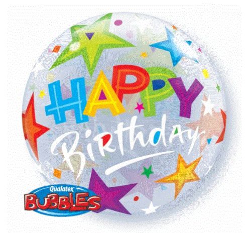 Birthday Brilliant Stars Bubble Balloon 22"/56cm