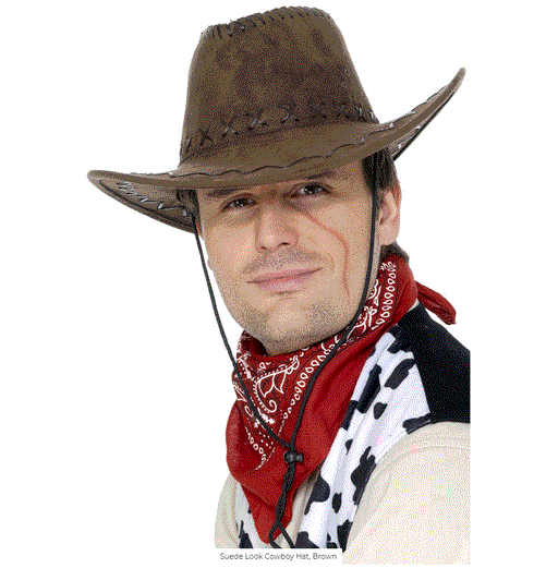 Suede Look Cowboy Hat Brown