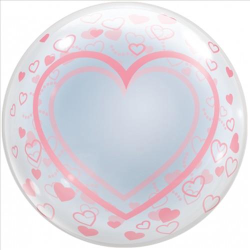 Deco Bubble Balloon 55cm Pink Hearts
