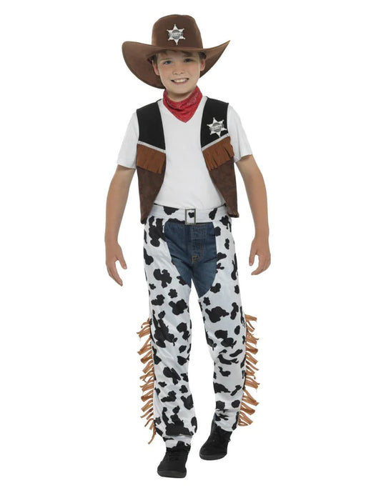 Texan Cowboy Costume, Child, Brown & Black Medium Size
