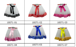 Kids Tutu With Spotted Edge & Ribbon Assorted Colours