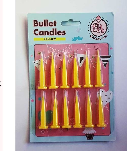 Lemon Yellow Bullet Candles 12pk