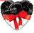 Mega Foil 91cm/36" Love You Heart Red Ribbon